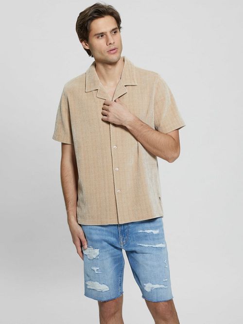 Guess Imperial Textured Knit Shirt Bej | GUESS-SN31195