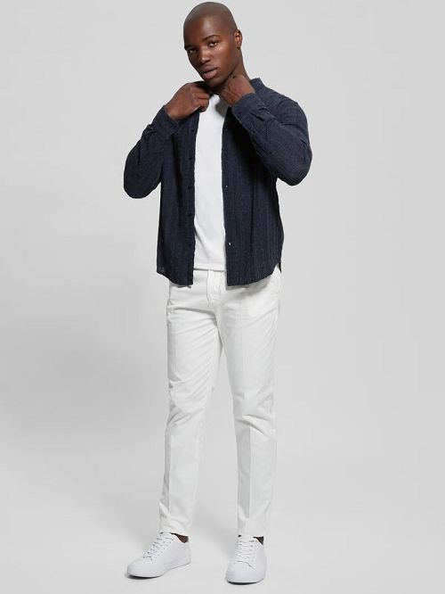 Guess Indio Embroidered Shirt Albastri | GUESS-SN31217