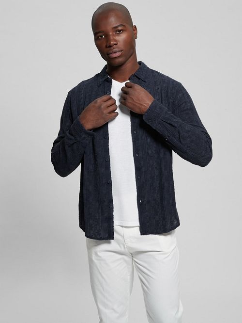 Guess Indio Embroidered Shirt Albastri | GUESS-SN31217