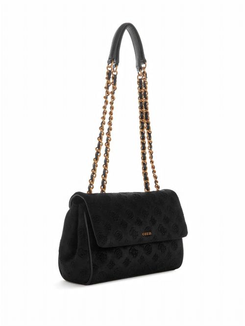Guess Inia Velvet Convertible Crossbody Negrii | GUESS-SN28808