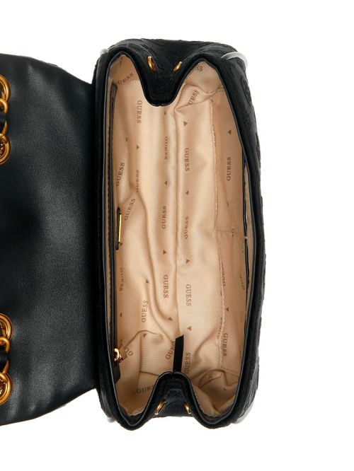 Guess Inia Velvet Convertible Crossbody Negrii | GUESS-SN28808