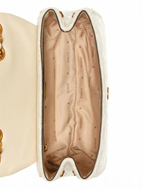 Guess Inia Velvet Convertible Crossbody Albi | GUESS-SN28935