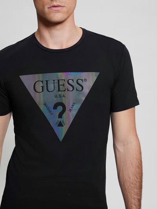 Guess Iridescent Logo Graphic Tee Negrii | GUESS-SN30538