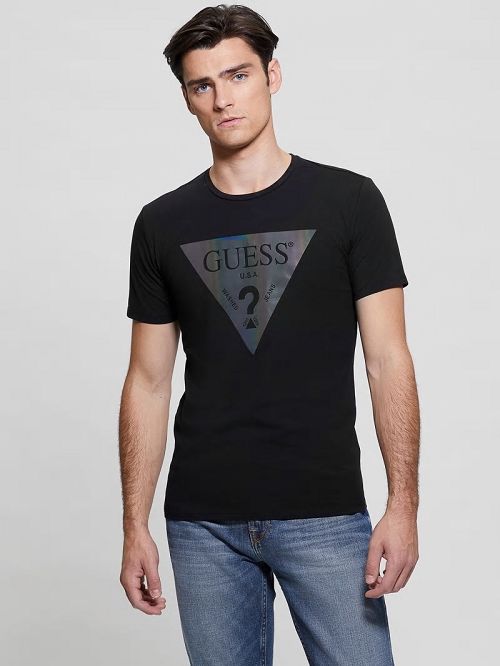 Guess Iridescent Logo Graphic Tee Negrii | GUESS-SN30538