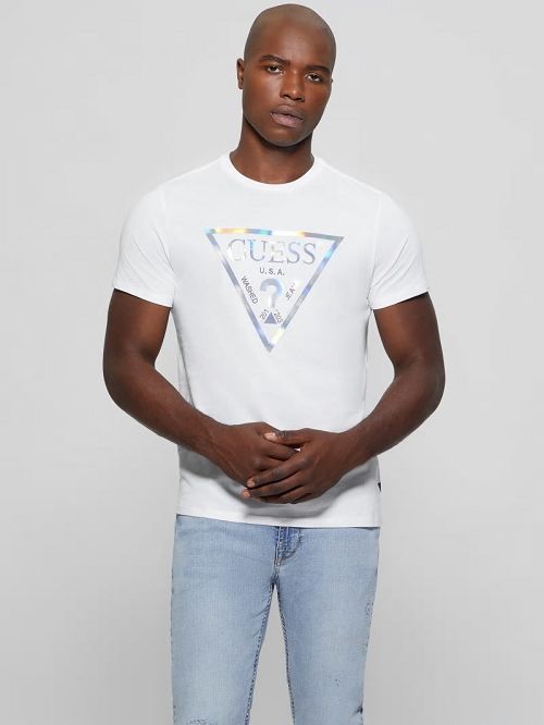 Guess Iridescent Signature Tee Albi | GUESS-SN30530
