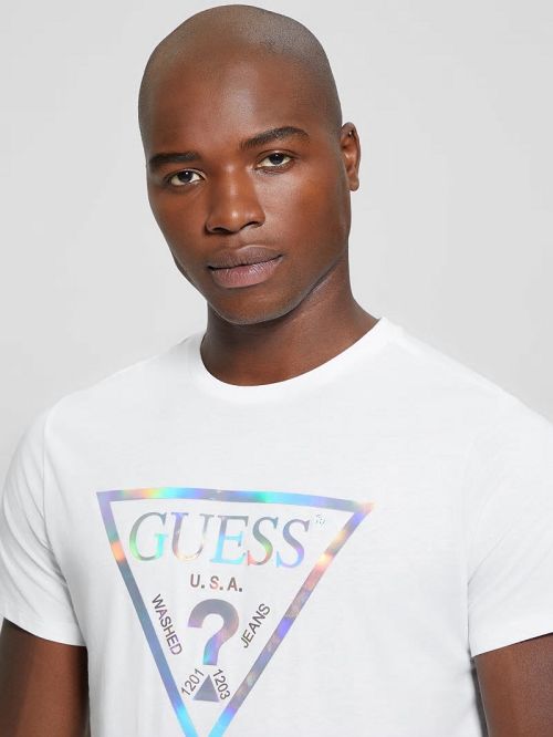 Guess Iridescent Signature Tee Albi | GUESS-SN30530