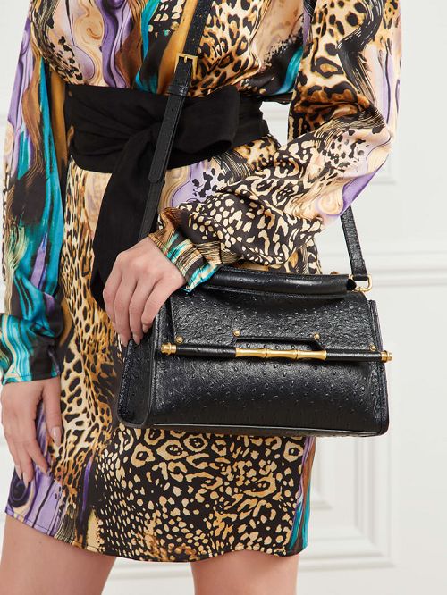 Guess Iris Bamboo Mini Leather Satchel Negrii | GUESS-SN29308