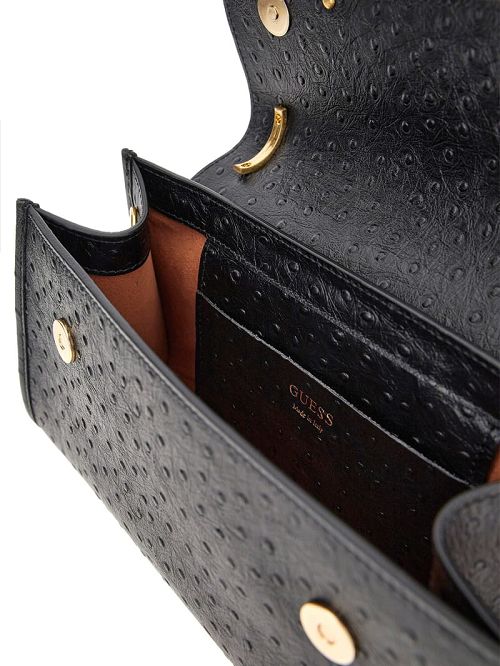 Guess Iris Bamboo Mini Leather Satchel Negrii | GUESS-SN29308