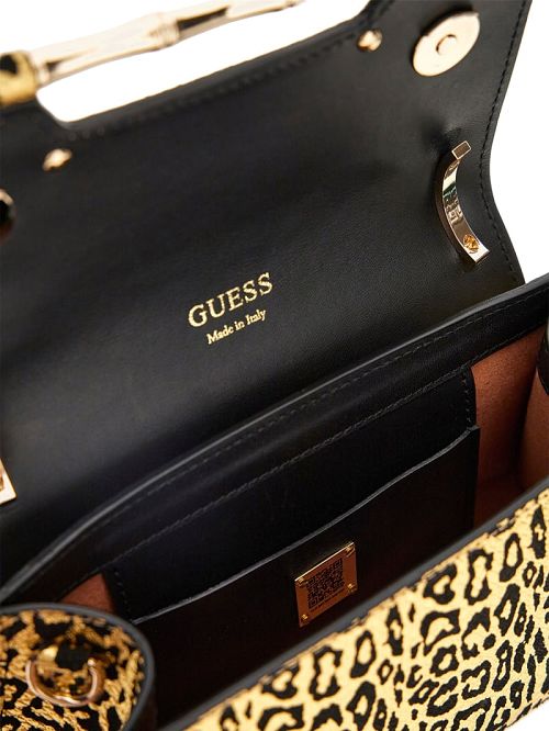 Guess Iris Leopard Mini Top Handle Bag Aurii | GUESS-SN29292