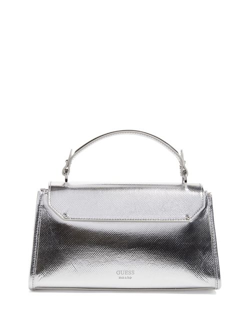 Guess Iris Metallic Leather Top Handle Bag Argintii | GUESS-SN29281