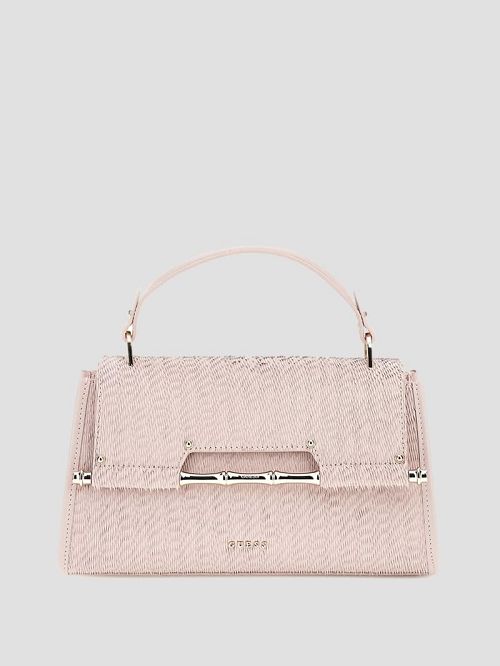 Guess Iris Textured Leather Top Handle Bag Bej | GUESS-SN29298