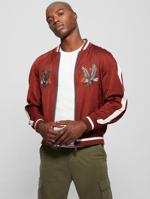 Guess Irvine Reversible Souvenir Jacket Albastri | GUESS-SN30726