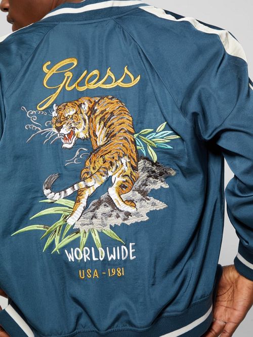 Guess Irvine Reversible Souvenir Jacket Albastri | GUESS-SN30726