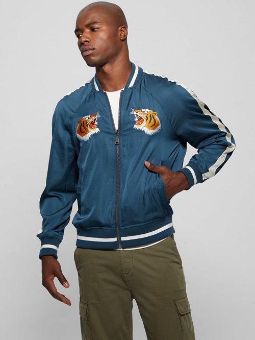 Guess Irvine Reversible Souvenir Jacket Albastri | GUESS-SN30726