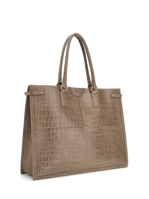 Guess Isa Crocodile-Embossed Leather Tote Maro | GUESS-SN29401