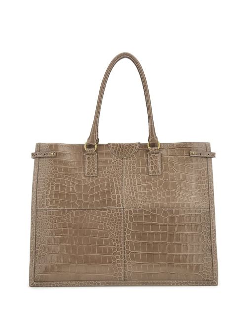 Guess Isa Crocodile-Embossed Leather Tote Maro | GUESS-SN29401