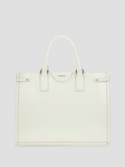 Guess Isa Sleek Leather Medium Tote Albi | GUESS-SN29383