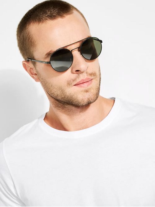Guess Jack Round Aviator Sunglasses Negrii | GUESS-SN31819