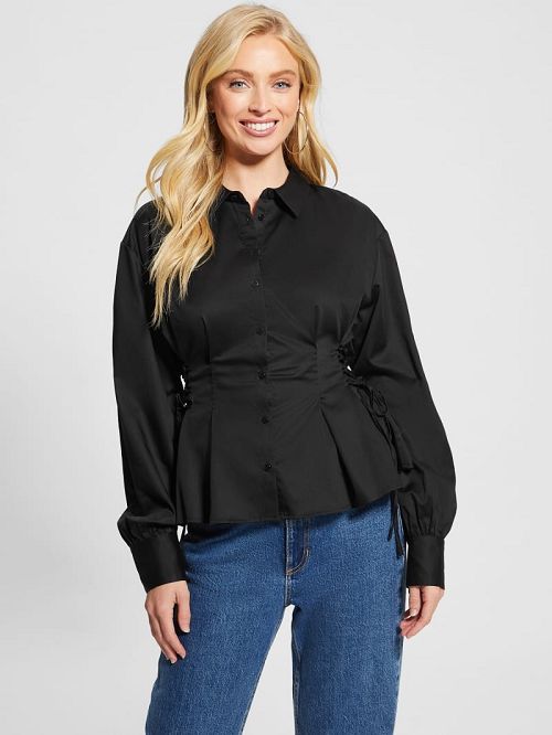 Guess Jackie Lace-Up Top Negrii | GUESS-SN27547