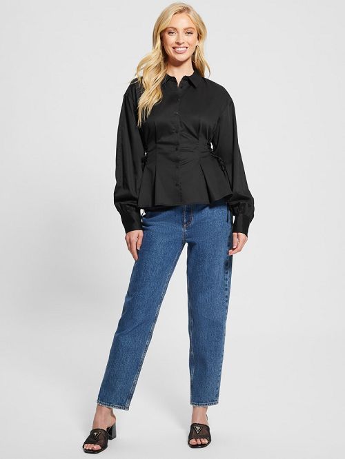 Guess Jackie Lace-Up Top Negrii | GUESS-SN27547