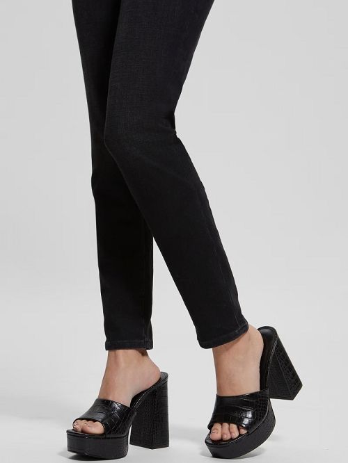 Guess Jadah Crocodile-Embossed Platform Heels Negrii | GUESS-SN29792