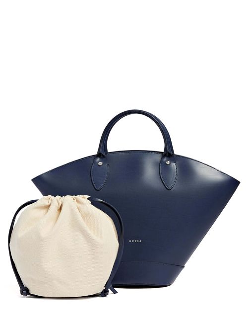 Guess Jary Leather Medium Satchel Albastri | GUESS-SN29234