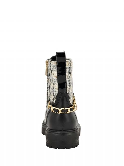 Guess Jellarda Tweed Chain Moto Boots Negrii | GUESS-SN29894
