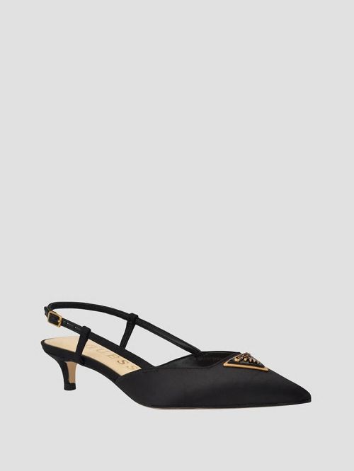 Guess Jesson Satin Kitten Heels Negrii | GUESS-SN29871