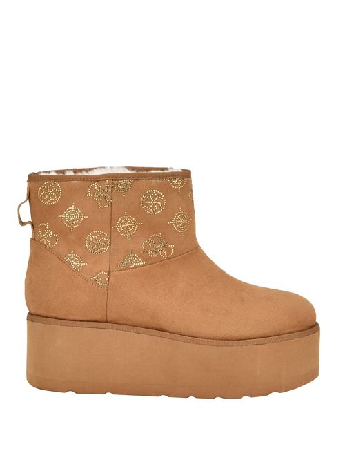 Guess Jilla Platform Faux-Suede Booties Bej | GUESS-SN29895