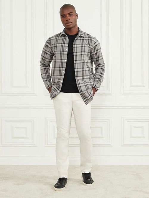Guess Joe Plaid Shirt Negrii Albi | GUESS-SN31238