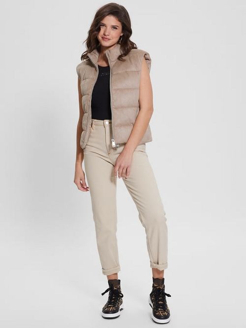 Guess Jole Suede Puffer Vest Bej | GUESS-SN27965
