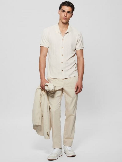 Guess Joshua Waffle Shirt Albi | GUESS-SN31320