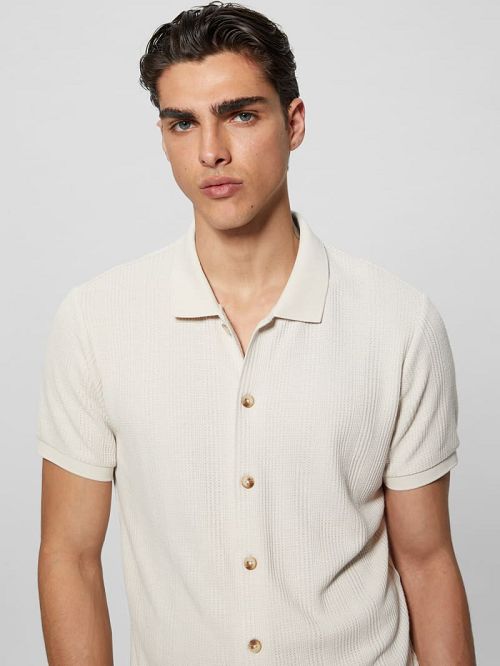 Guess Joshua Waffle Shirt Albi | GUESS-SN31320