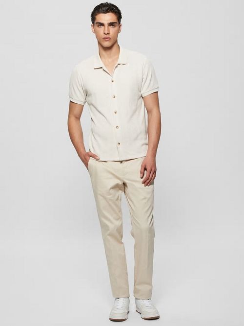 Guess Joshua Waffle Shirt Albi | GUESS-SN31320