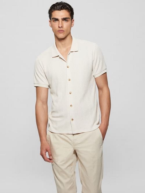 Guess Joshua Waffle Shirt Albi | GUESS-SN31320