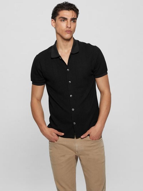 Guess Joshua Waffle Shirt Negrii | GUESS-SN31279