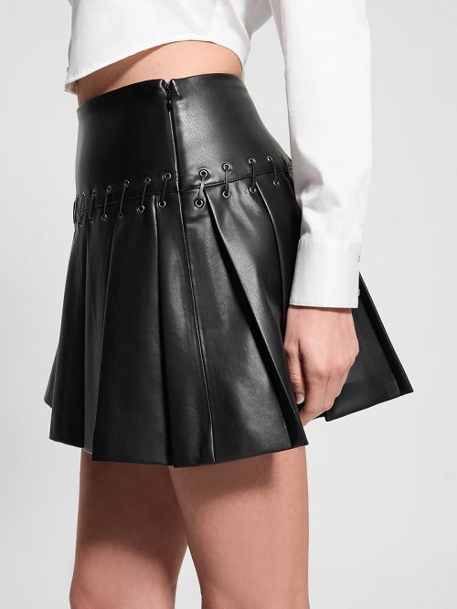 Guess Kamilia Faux-Leather Pleated Skirt Negrii | GUESS-SN28170