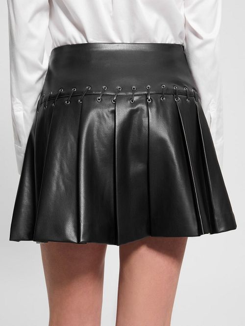 Guess Kamilia Faux-Leather Pleated Skirt Negrii | GUESS-SN28170