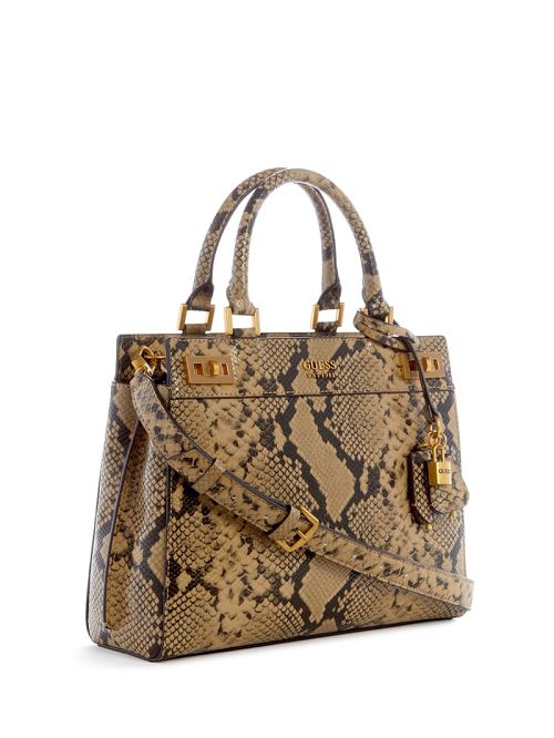 Guess Katey Snakeskin Luxury Satchel Verzi | GUESS-SN28711