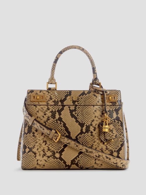 Guess Katey Snakeskin Luxury Satchel Verzi | GUESS-SN28711