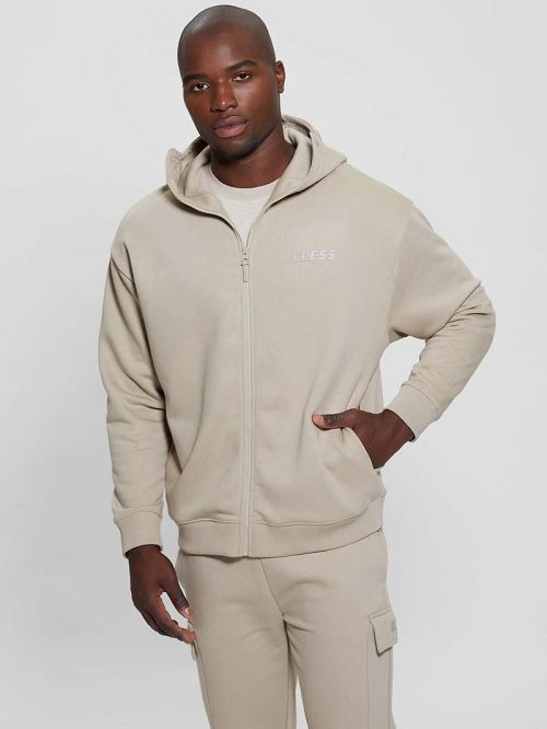 Guess Keid Zip-Up Hoodie Sweatshirt Bej | GUESS-SN31062