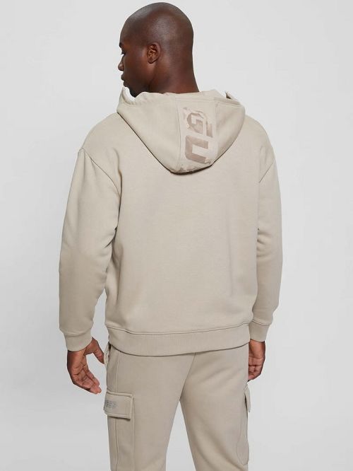 Guess Keid Zip-Up Hoodie Sweatshirt Bej | GUESS-SN31062