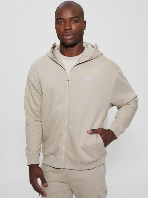 Guess Keid Zip-Up Hoodie Sweatshirt Bej | GUESS-SN31062