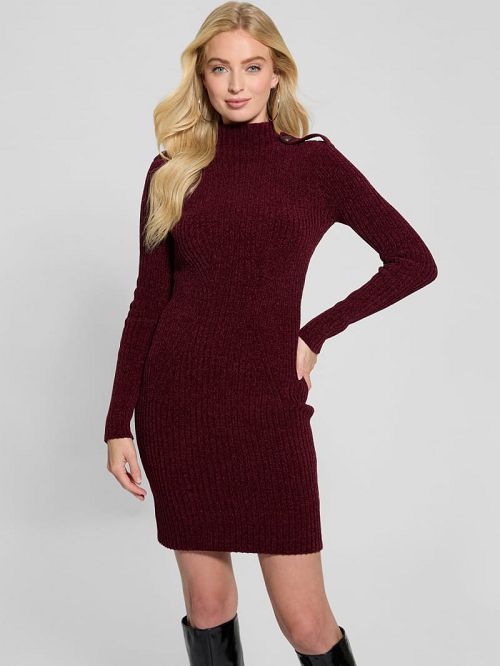 Guess Keily Mock Neck Sweater Dress Rosii | GUESS-SN26814