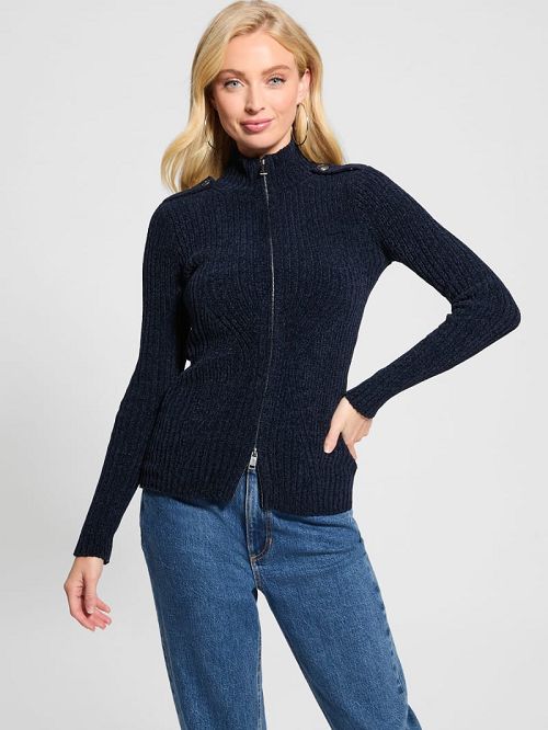 Guess Keily Zip-Front Sweater Albastri | GUESS-SN27283