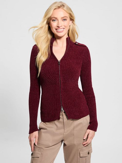 Guess Keily Zip-Front Sweater Rosii | GUESS-SN27557