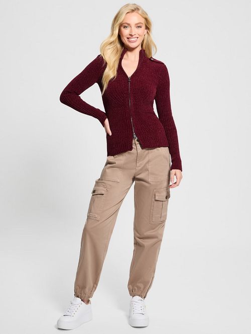 Guess Keily Zip-Front Sweater Rosii | GUESS-SN27557