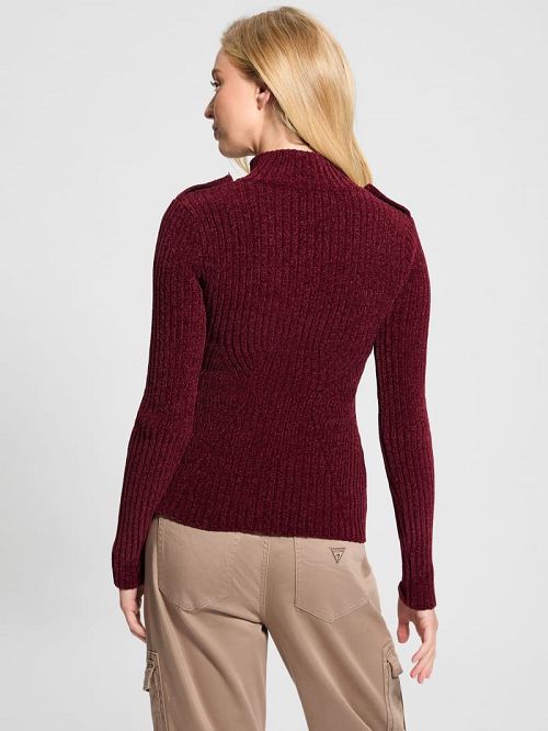 Guess Keily Zip-Front Sweater Rosii | GUESS-SN27557