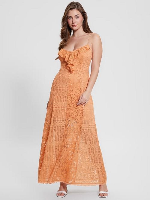 Guess Kellie Lace Maxi Dress Portocalii | GUESS-SN26716