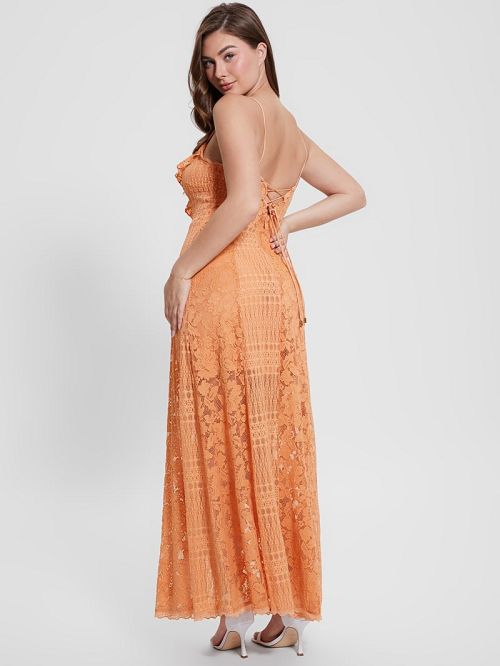 Guess Kellie Lace Maxi Dress Portocalii | GUESS-SN26716